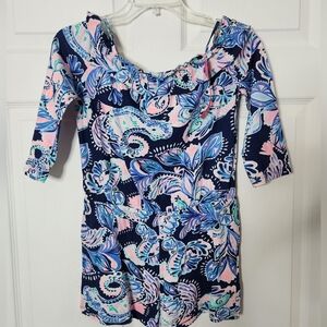 Lilly Pulitzer Margaret Romper in Blue and Pink